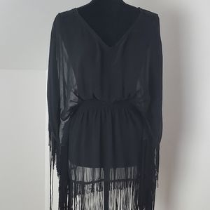 Black Fringed Cover-Up 🤩